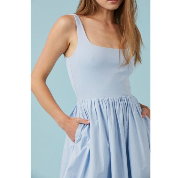 SOPHIE RUE Square Neck A-Line Tank Midi Dress in Baby Blue Size L - Picture 2 of 8